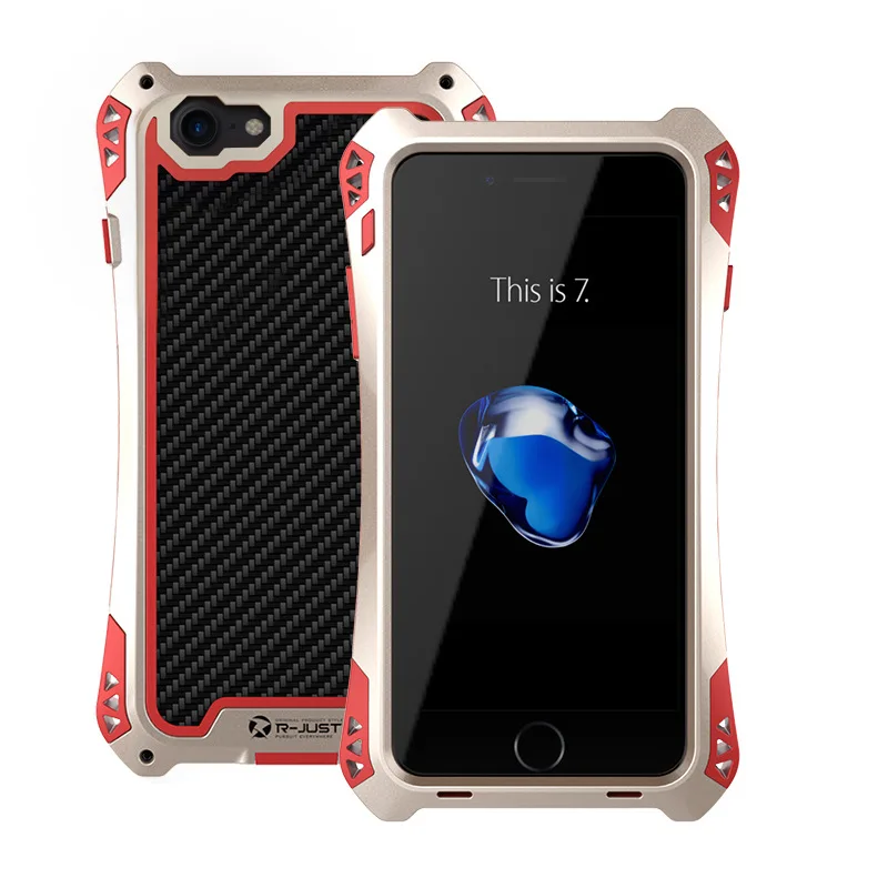 100% New AMIRA R-JUST Shockproof Carbon Fiber Aluminum Cover Case For iPhone X 8 8 Plus 7/7 Plus Samsung Galaxy S8 S8+