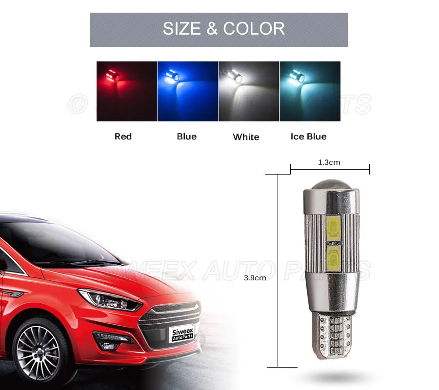1x W5W светодиодный T10 10 SMD 5630 5730 лампы для автомобилей 168 194 указатель поворота