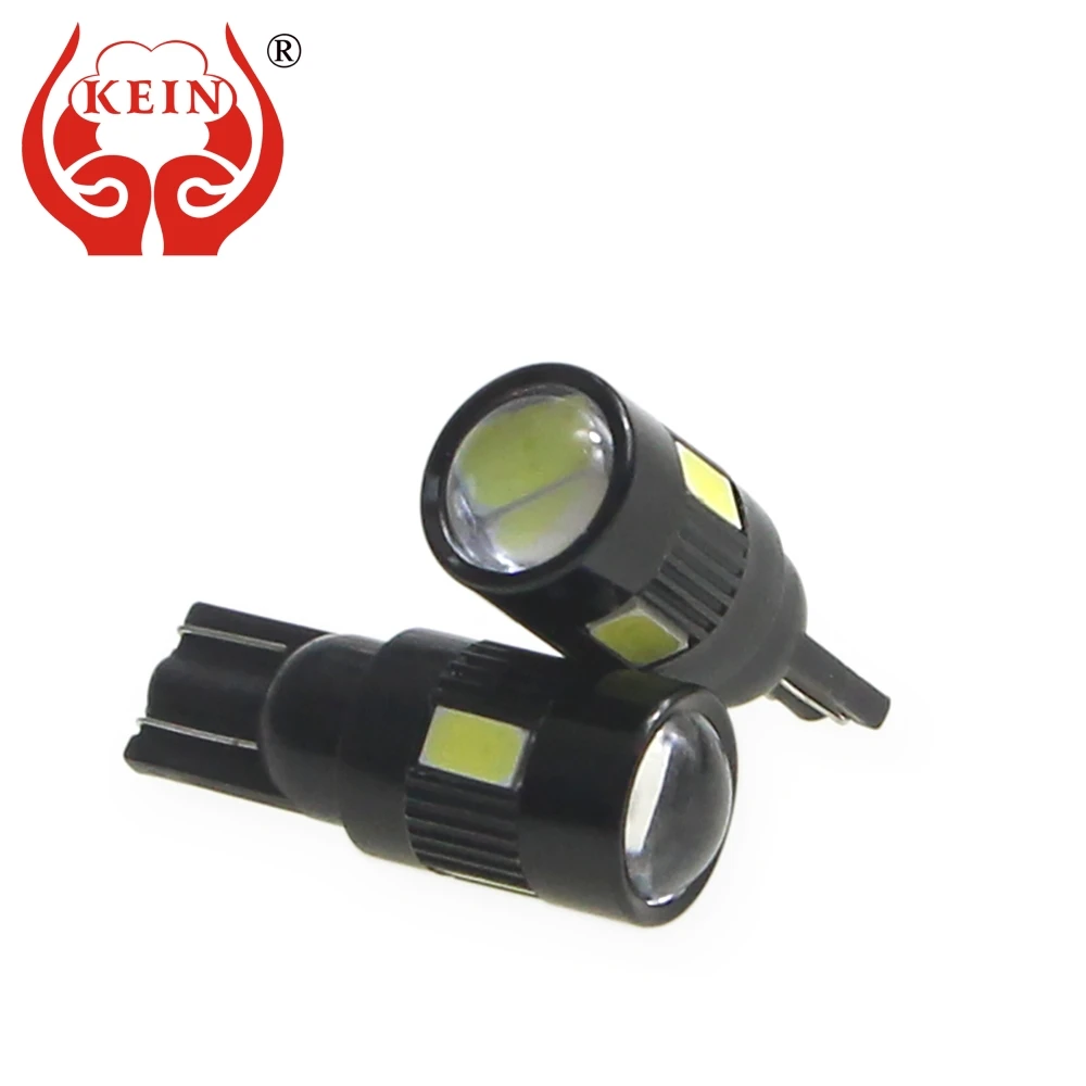 

KEIN 1PCS T10 LED W5W Bulb 194 168 6SMD 5630 With Projector Lens 5730 Side Wedge Interior Lighting Parking Tail Signal Lamp 12V