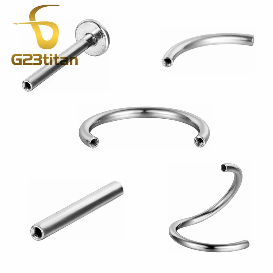 

16G Internally Threaded Surgical Steel Labret Curved Circular Ear Spirals Straight Barbell Body Piercing Jewelry