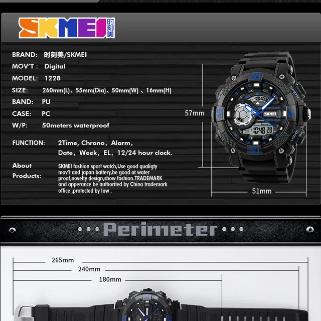SKMEI Fashion Dial Outdoor zegarki sportowe mężczyźni elektroniczny kwarcowy zegarek cyfrowy 50M wodoodporne zegarki na rękę Relogio męski 1228 tanie i dobre opinie Quartz Wristwatches 26 5cm Żywicy 18mm Complete Calendar Week Display Water Resistant Stop Watch Back Light Chronograph Multiple Time Zone Alarm SKMEI Fashion Dial Outdoor zegarki sportowe mężczyźni elektroniczny kwarcowy zegarek cyfrowy 50M wodoodporne zegarki na rękę Relogio męski 1228 tanie i dobre opinie Quartz Wristwatches 26 5cm Żywicy 18mm Complete Calendar Week Display Water Resistant Stop Watch Back Light Chronograph Multiple Time Zone Alarm