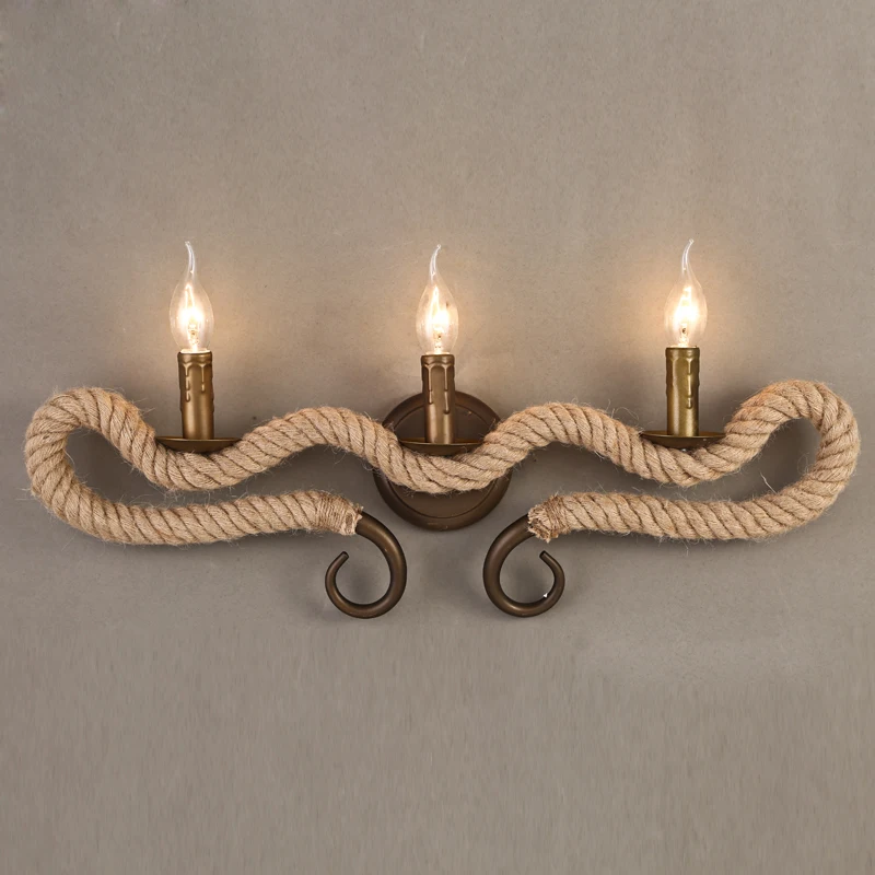 

Bar light Rope wall sconce American country vintage wall lamps staircase aisle nostalgic Edison Retro bronzed wall lights E14