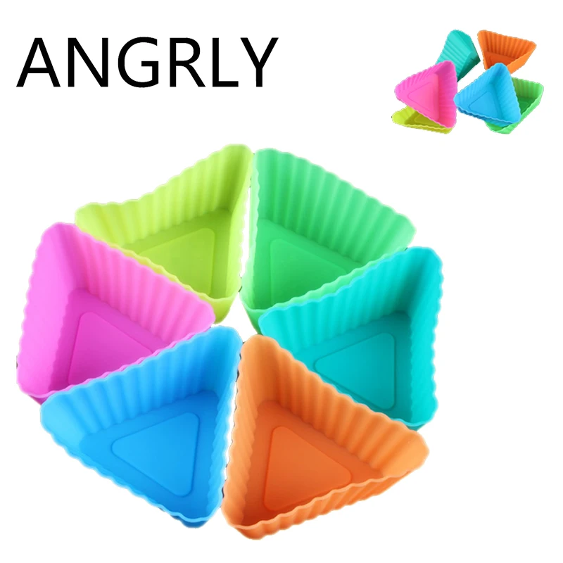 ANGRLY 10pcs Round shape Silicone Muffin Cupcake Mould Case Bakeware Maker Mold Tray font b Baking