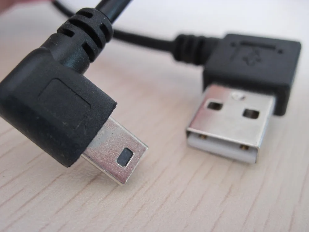 

10pcs 90 Degree Left Angle Mini B Male to Right Angled USB A Male Data Cable Cord For PS3 Camera PSP MP3 MP4 Player etc 25cm