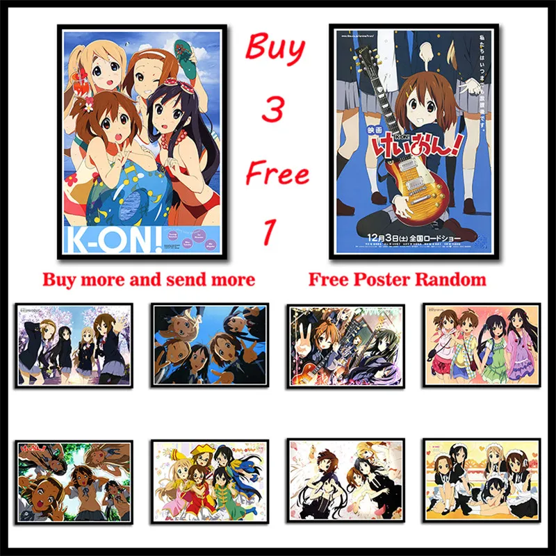 

K-ON Japanese anime HD printing Coated Paper poster Wall Sticker Bar Cafe Decorative Painting Frameless
