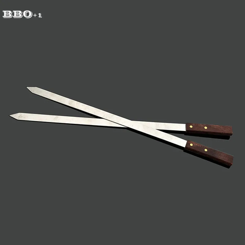 

60cm23.6" Large Stainless Steel BBQ Skewers Long Handle Barbecue Needle Fork Shish Kebab Turkish Grill Skewer Camping Panic Tool