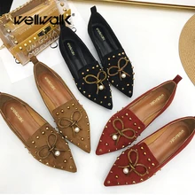 

Casual Flat Women Slip On Autumn Shoes Ladies String Beads Loafers Butterfly Knot Ballet Flats Fenty Beauty Pointed Toe Moccasin
