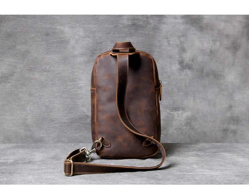Woosir Mens Single Strap Backpack Leather Chest Bag