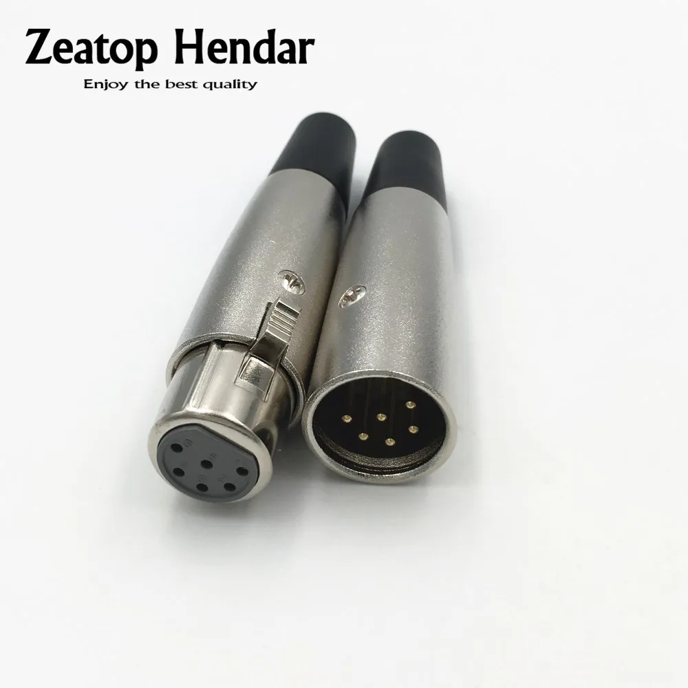 10pcs Gold Pin 6pin Xlr Male / Female Audio Plug Mic Microphone Cable Connector Plug Silver