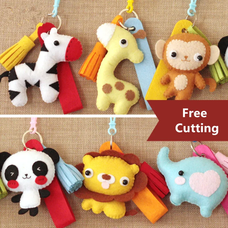 

Felt Animals Craft Kits Doll Key Ring Chains Handmade Sewing Cloth Craft Toy For Children Gift Backpack Pendant Felt DIY Package