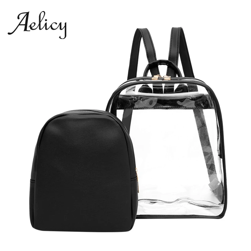 Aelicy 2 шт. женский прозрачный пластиковый рюкзак комплект из двух предметов
