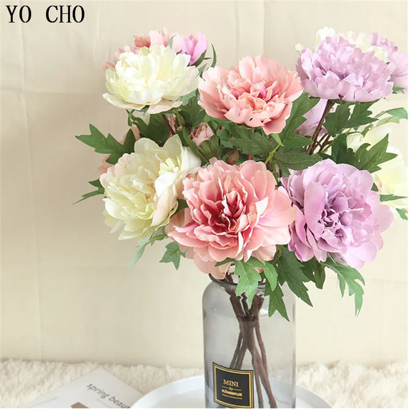 Yo Cho Single Artificial Flowers Peony For Wedding Decor Silk Peonies