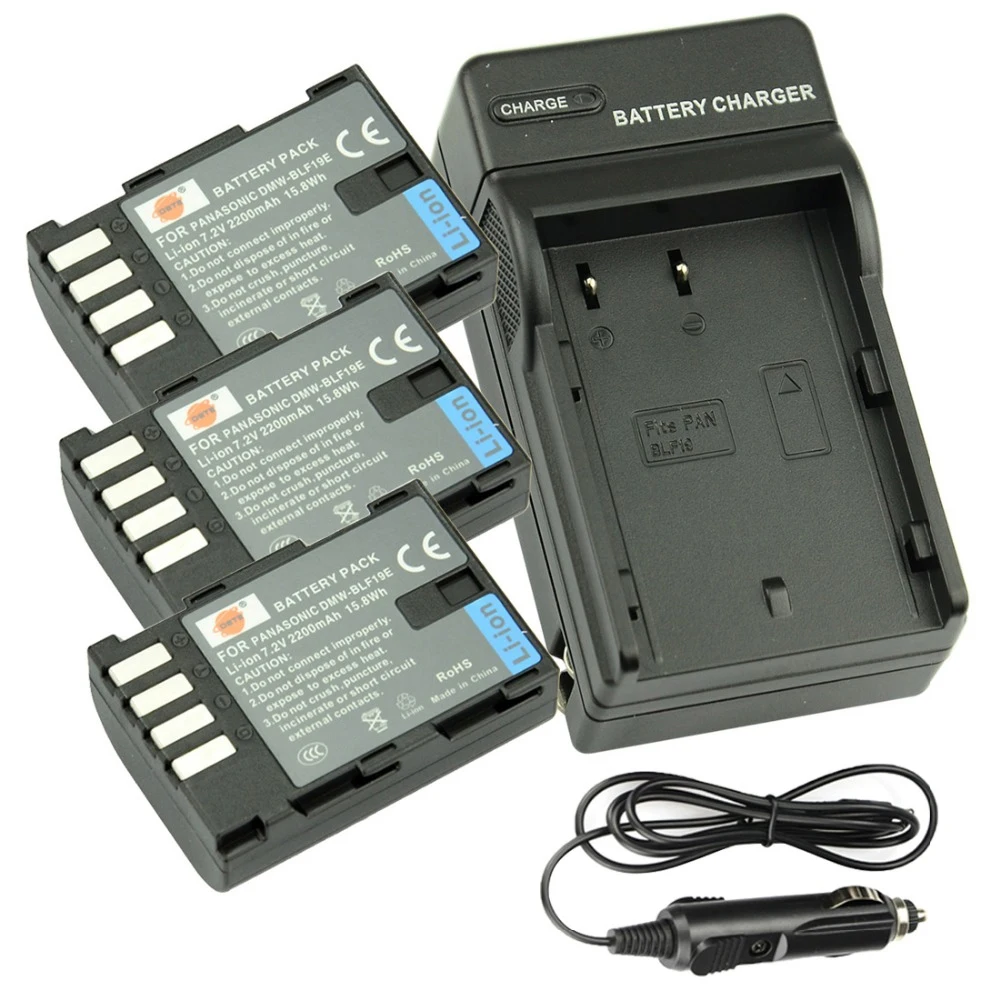 

DSTE 3PCS DMW-BLF19 Rechargeable Camera Battery With US Plug Charger Kit for Panasonic Lumix DMC-GH3 DMC-GH4