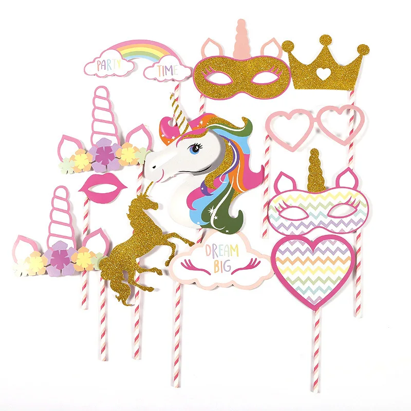 

12pcs Unicorn Cake Toppers Kids Birthday Party Decorations Flamingo Alpaca Cupcake Toppers Baby Shower Event Favors Supplies