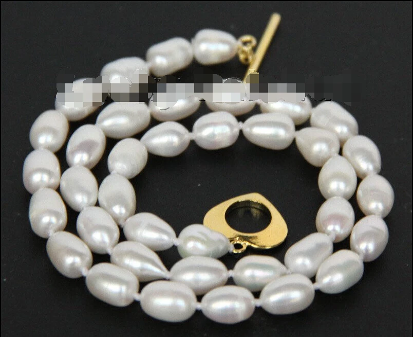 

Free shipping >>>>>AAA 17" 11mm rice white freshwater pearls necklace j10062