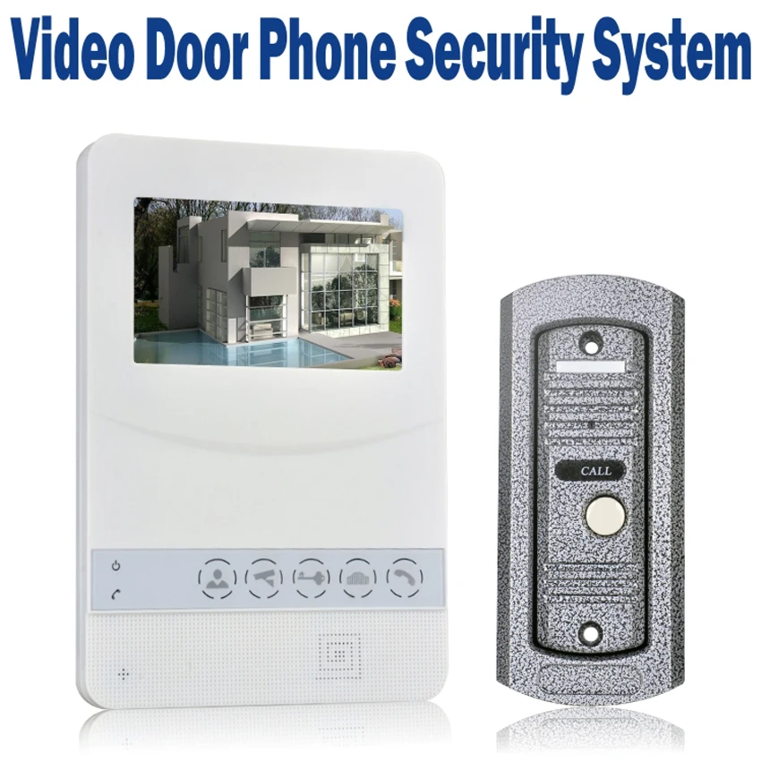 Video Door Phone Wired 4.3 inch TFT LCD Doorbell Monitor with 700 TVL