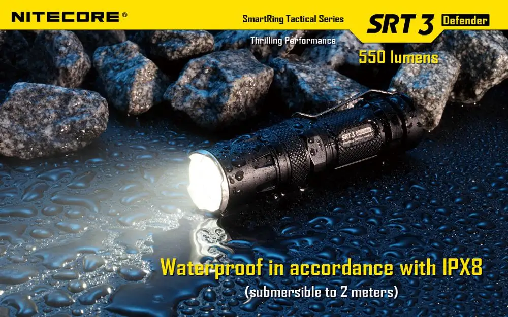 Цена NITECORE SRT3 550 люмен CREE XM-L2 T6 светодиодный тактический фонарь алюминиевый сплав водонепроницаемый фонарь Hiki