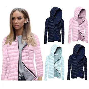 Winter Somen Slim Fit Jacket Zipper Parkas Thin Outerwear Solid Hooded Coats Short Female Slim Cotton Padded Basic Tops YF227