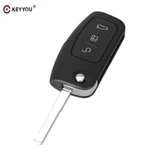 KEYYOU 3 Button Flip Folding Remote Fob Cover Uncut Car Blank Key Shell for Ford Focus