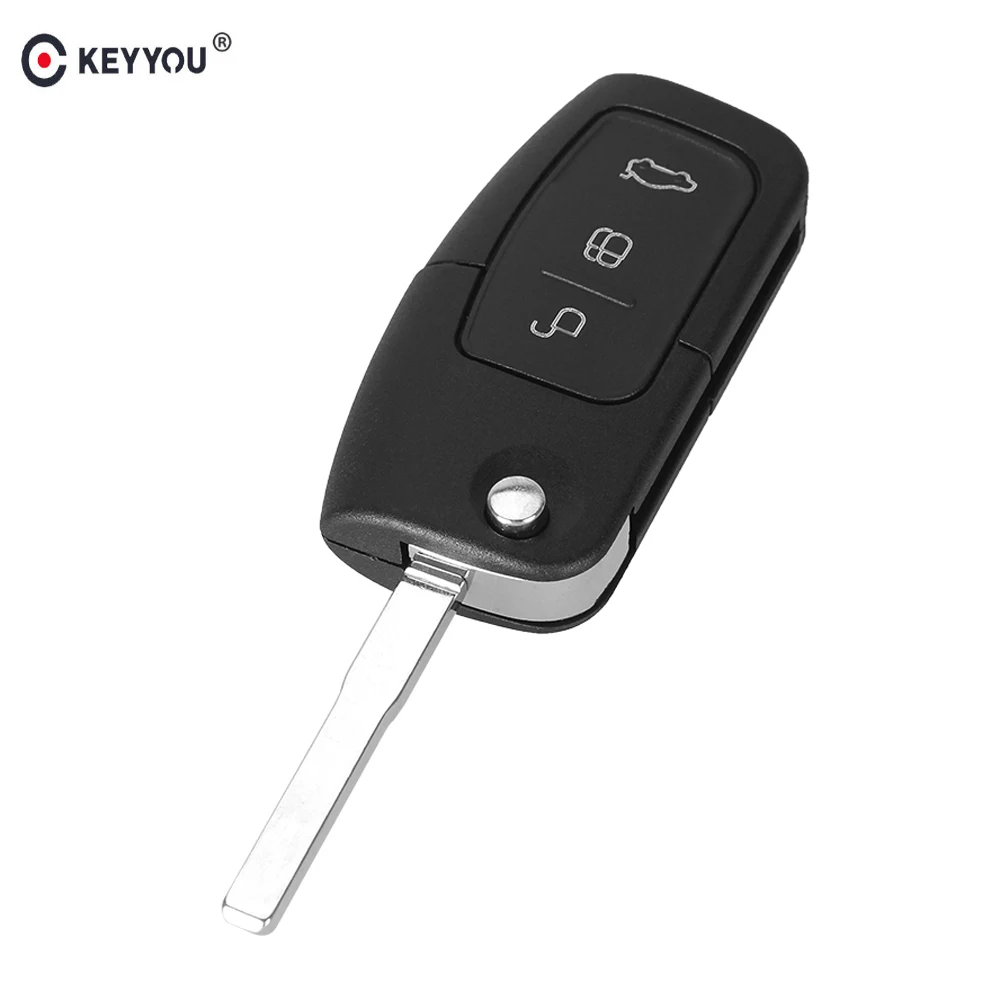 KEYYOU 3 Button Flip Folding Remote Fob Cover Uncut Car Blank Key Shell for font b