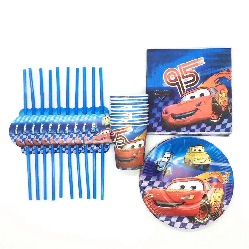 

80Pcs/Lot Disney Cars Theme Design Lightning McQueen Paper Tableware Kid Birthday Party Decoration For Event & Party Supplies