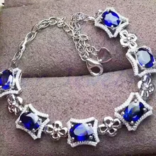 Натуральный сапфир браслет цепочка настоящий натуральный голубой сапфир ювелирные украшения 0.6ct* 6 шт драгоценный камень# JC180921002