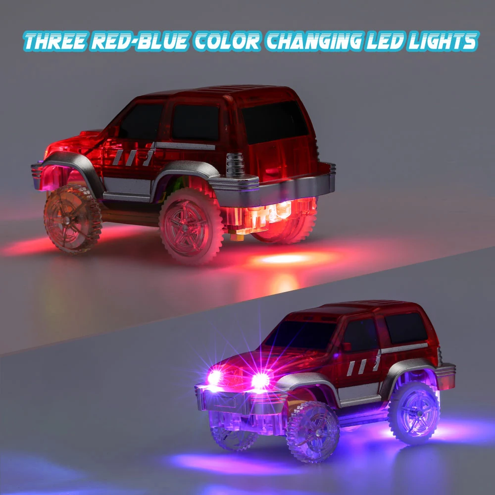 

Flashing LED Car For Magic Track Light Up Race Cars Roller Glowing Race Track Electronics Rail Car for Children Christmas Gifts