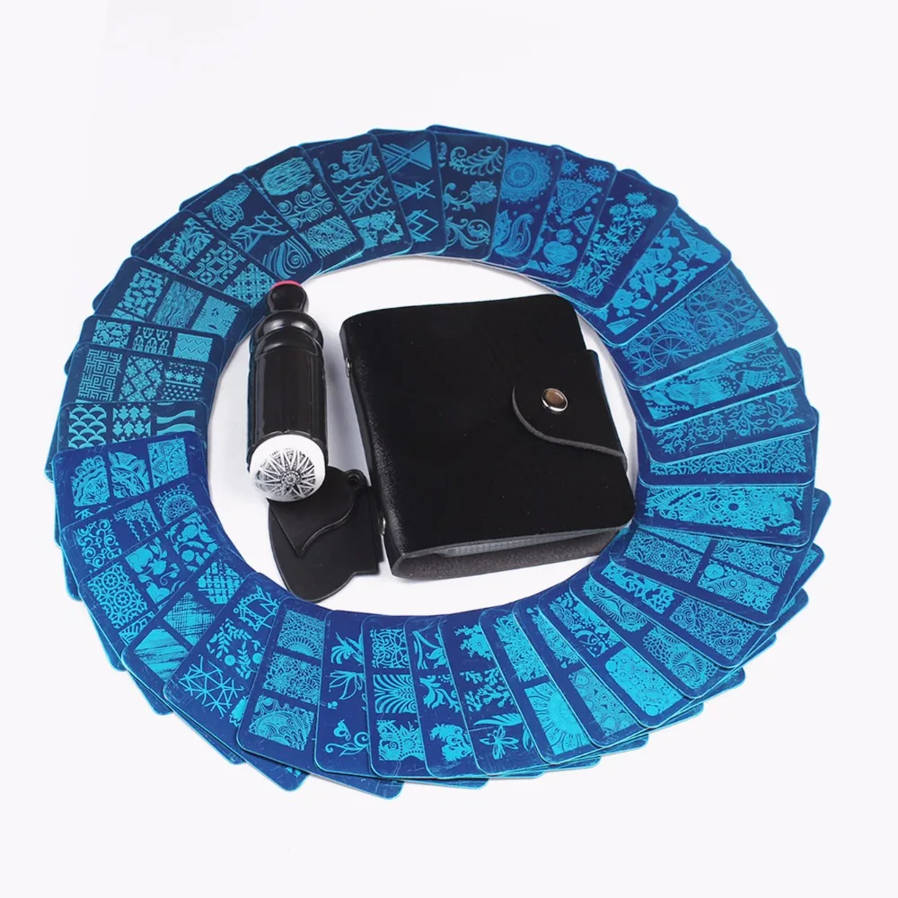 

Finger Angel 35pcs/lot Nail Art Image Stamp Stamping Templates+1 Pcs Stamping Art Case/Organizer/Floder With Free Stamper#WJ040