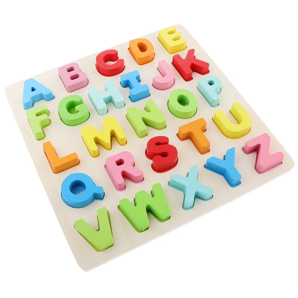 MagiDeal 26 Letters Wooden Alphabet Puzzle Blocks Kids Early Educational Toy