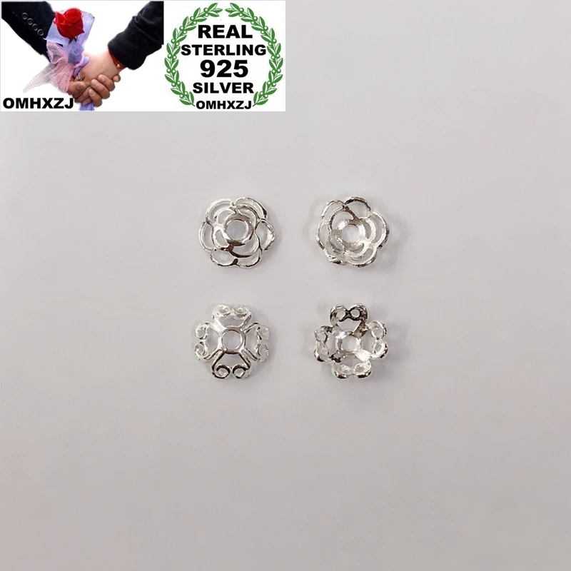 

OMHXZJ Wholesale 1pcs Handmade beads beaded Xiangyun Silver Flower Torus DIY 100% Real S925 Sterling silver Stud Earrings AE58