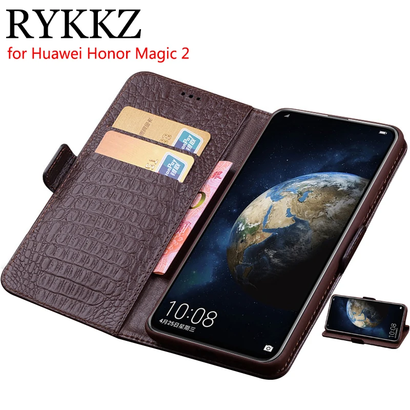 Чехол RYKKZ для Huawei Honor Magic 2 Роскошный кошелек чехол из натуральной кожи книжка