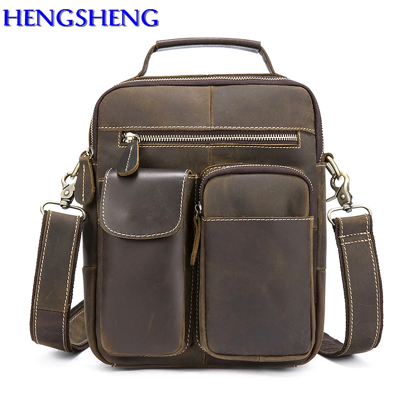 

Hengsheng Hot sale genuine leather men bag with cow layer leather men shoulder bag men shoulder bag for fashion men vertical bag