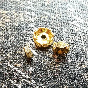 

(6mm/8mm/10mm) 200Pcs Clear Rainestone Crystal & Gold Plated Alloy Jewelry Spacer Beads Jewelry Accessories