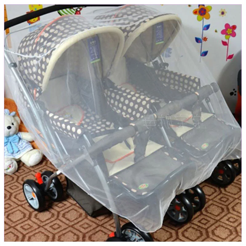 

Twins Baby Stroller Baby Carriage Mosquito Net Large Mosquito Net for Double Baby Stroller Umbrella Pram Accessory Mosquito Net