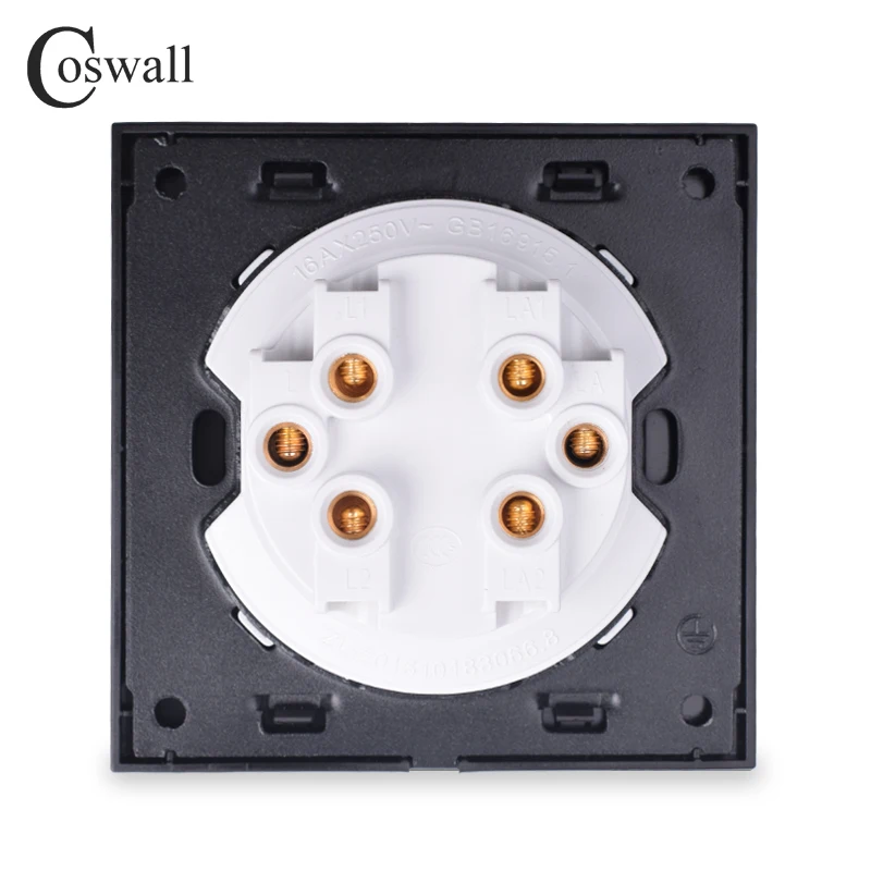 Coswall 2 банда 2 способа случайный щелчок вкл/выкл настенный светильник переключатель переключаемый светодиодный индикатор проходной переключатель черная стеклянная панель