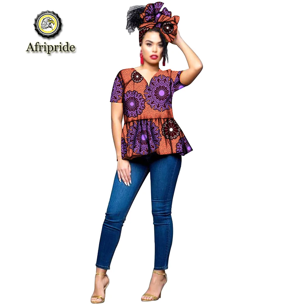 2019 AFRIPRIDE New African Print Elastic Bazin Baggy Rock Style Dashiki Famous coat For women with headscarf S1924001