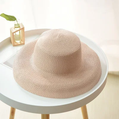 PLOERMIN летняя соломенная шляпа для женщин Модная элегантная женская шляпа Хепберн с широкими полями флоппи пляжная Женская кепка с козырьком от солнца - Цвет: Pink