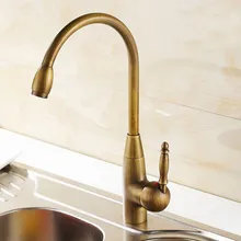 Античная латунь Одиночная Вращающаяся ручка для ванной для кухни для раковины Смеситель кран anf004