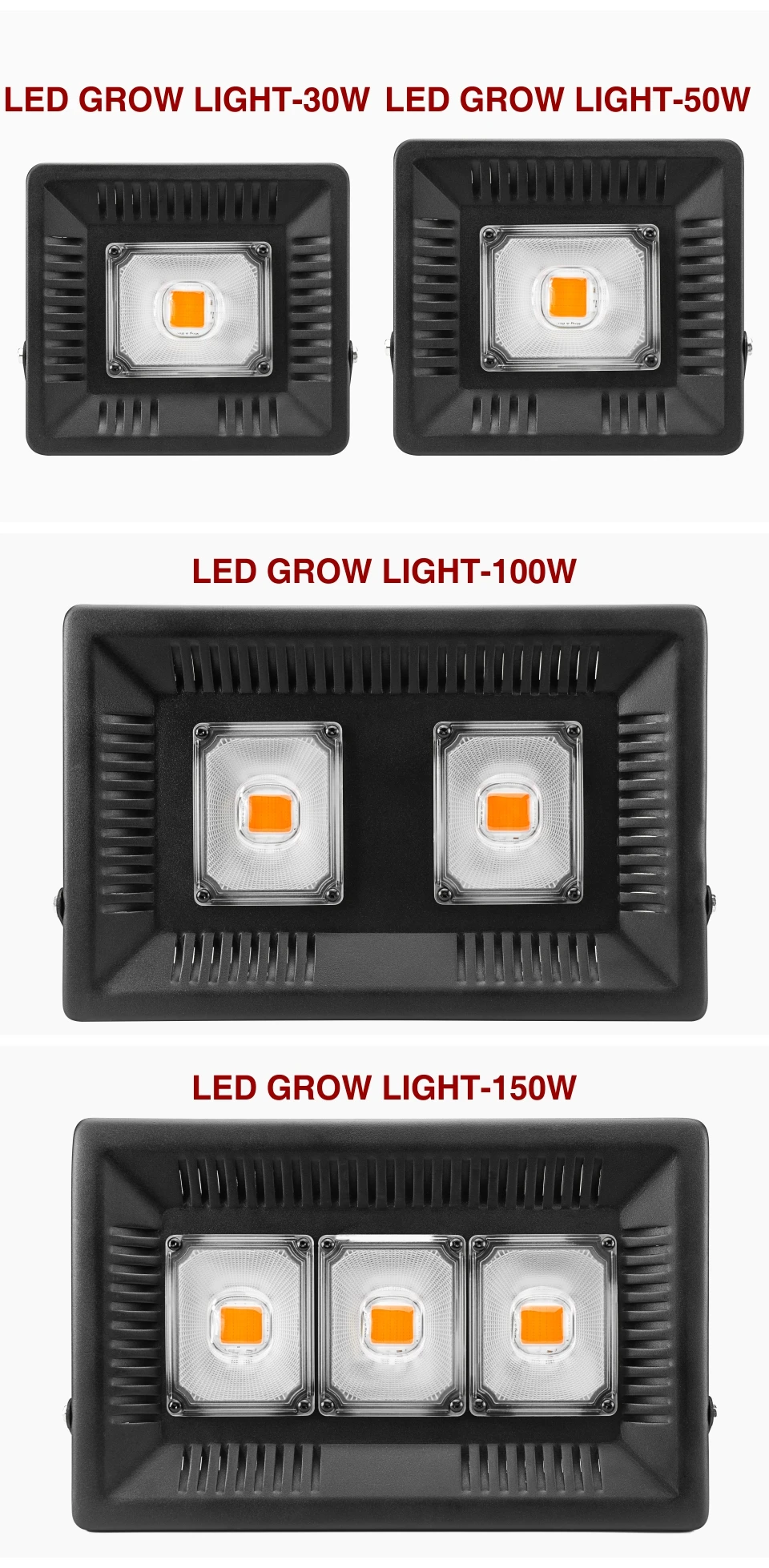 Светодиодная фитолампа 30 Вт 50 Вт 100 Вт 150 Вт полный спектр переменного тока 110 В 220 В водонепроницаемый фитоусилитель для внутреннего или наружного растительного освещения