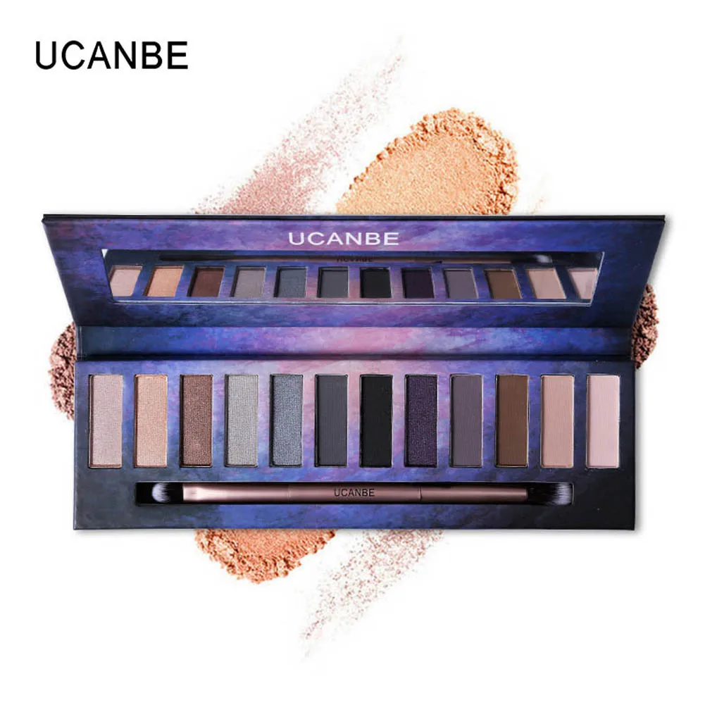 

UCANBE 12 Color Nude Smoky Eyeshadow Palette Matte Shimmer Powder Smooth Pigments Eye Shadow With Makeup Brush