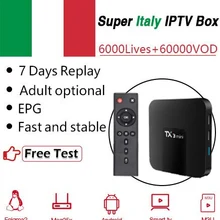 TX3 Мини ТВ коробка 16G Amlogic S905 с бесплатным супер Италия IP tv Европа IP tv Великобритания Германия взрослый 6000Live+ 20000 VOD Android 7,1 tv BOX