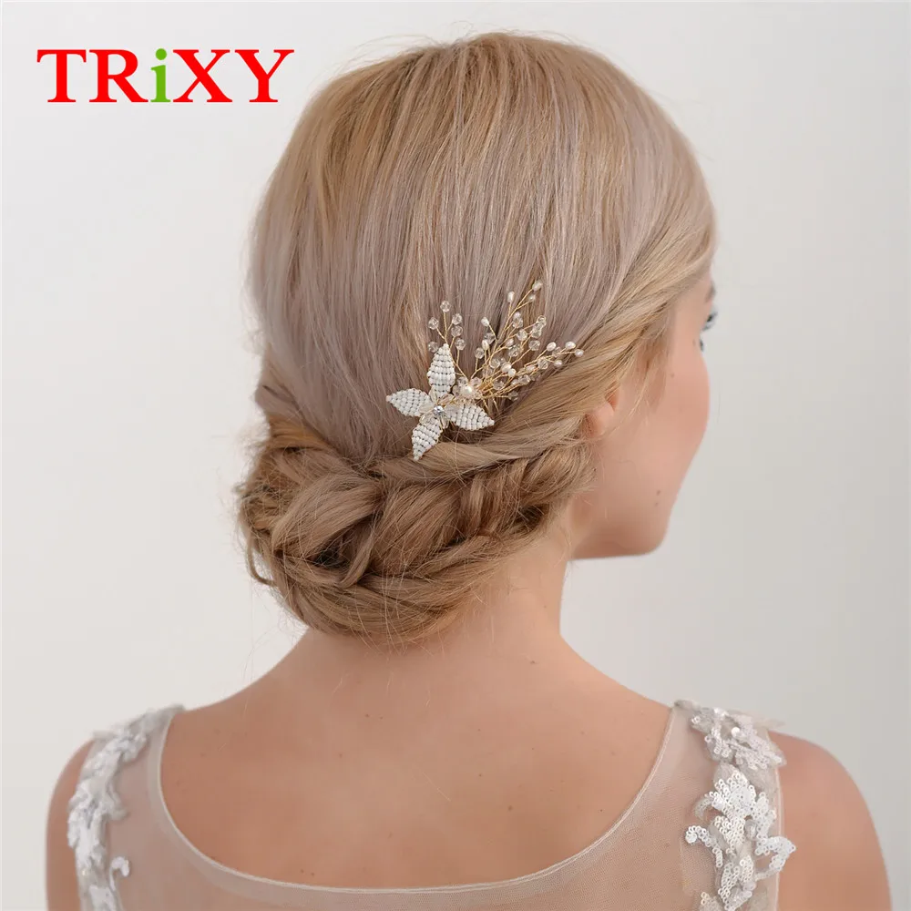 TRiXY H66 Amazing Wedding Accessories with Rhinestones Pearls Beaded Bridal Accessories for Wedding/ Evening Party