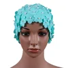 Swim Pool Hand-stitched Pearl Three-dimensional Petals Swimming Cap Hat Free size for Women Petals Bathing Cap 5