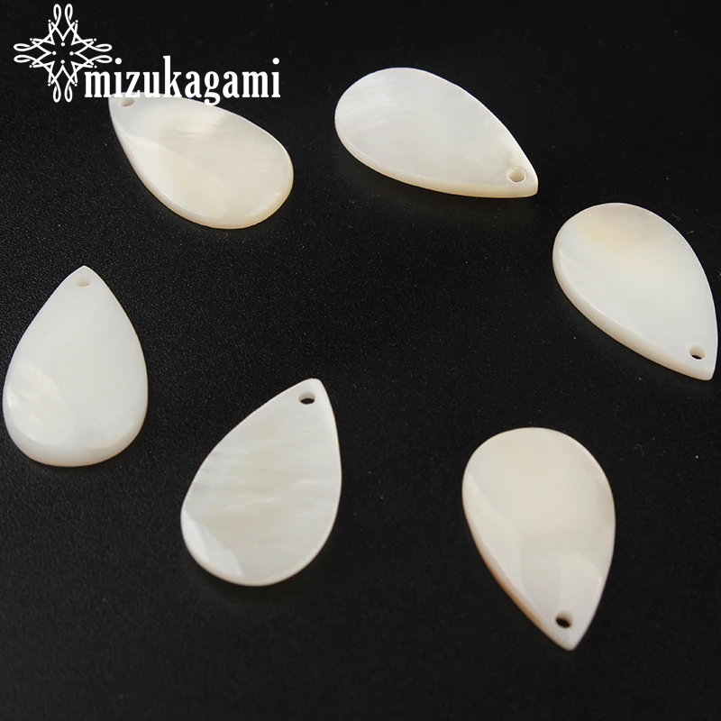 

15*25mm 5pcs/lot White Natural Shell Charms Pendant Flat Smooth Tear Water Drop Charms For DIY necklace Jewelry Accessories