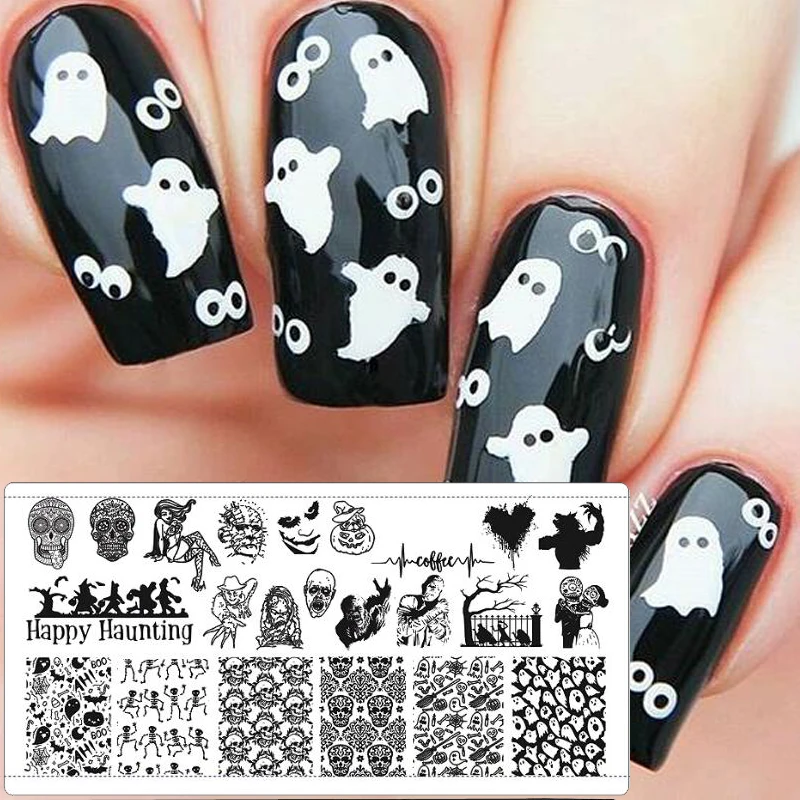 

1pc New Nail Art Stampping Plate 5*12cm Halloween Christmas Series Skull Pumpkin Image Nail Art Template Manicure DIY Tools