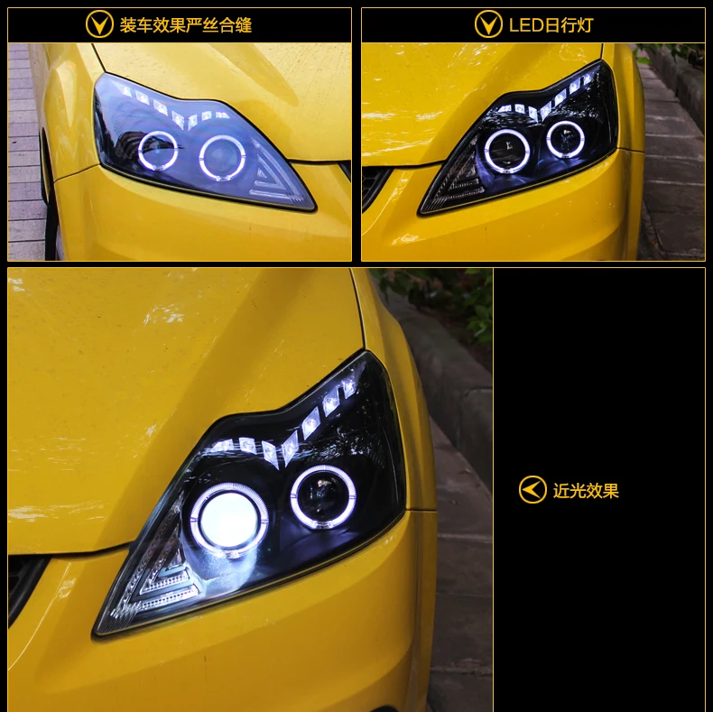 Автомобильный Стайлинг головная лампа для Ford Focus MK2 фары 2009-2013 светодиодный фонарь DRL Bi Xenon объектив Высокий Низкий Луч O ангельские глазки DRL