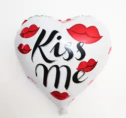 Новое поступление 30 шт./лот 18 дюйм(ов) сердце фольгированные шары KISS ME Любовь Шары Для Свадебные украшения День Святого Валентина гелий