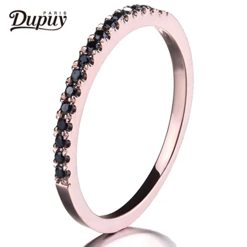 

DUPUY Danity Wedding Ring Half Eternity Pave Black Diamonds Ring Match Ring 14K Rose Gold Ring Bridal Band Promise Band B0001BD
