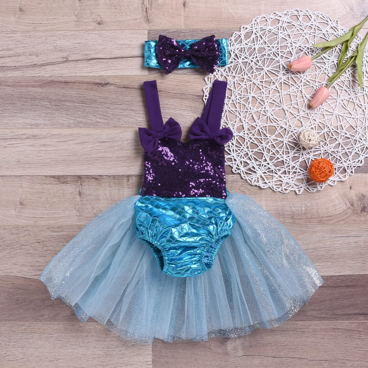 

Baby Girl Mermaid Bikini Set Cute Lovely Bow Knot Tankini Sleeveless Halter 2PCS Set Bathing Suit Beachwear Swimwear Swimsuit