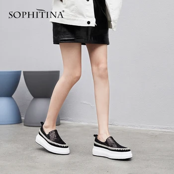 

SOPHITINA Fashion Flat Platform Casual Flats High Quality Genuine Leather Round Toe Slip-on Shoes Sewing Spring New Flats SO110